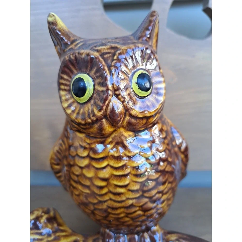 VTV California Pottery Glaze‎ Ceramic Owl Coin Tray Brown Collectable Decorative